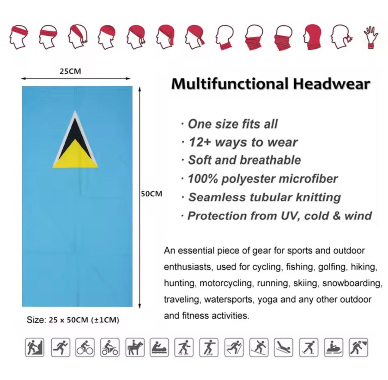 12-IN-1 MULTISTYLE FACE COVER - CHOOSE FLAG