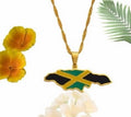 Gold Jamaica Flag Map Necklace
