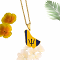 Gold Barbados Flag Map Necklace