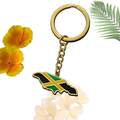 Gold Jamaica Flag Map Keyring