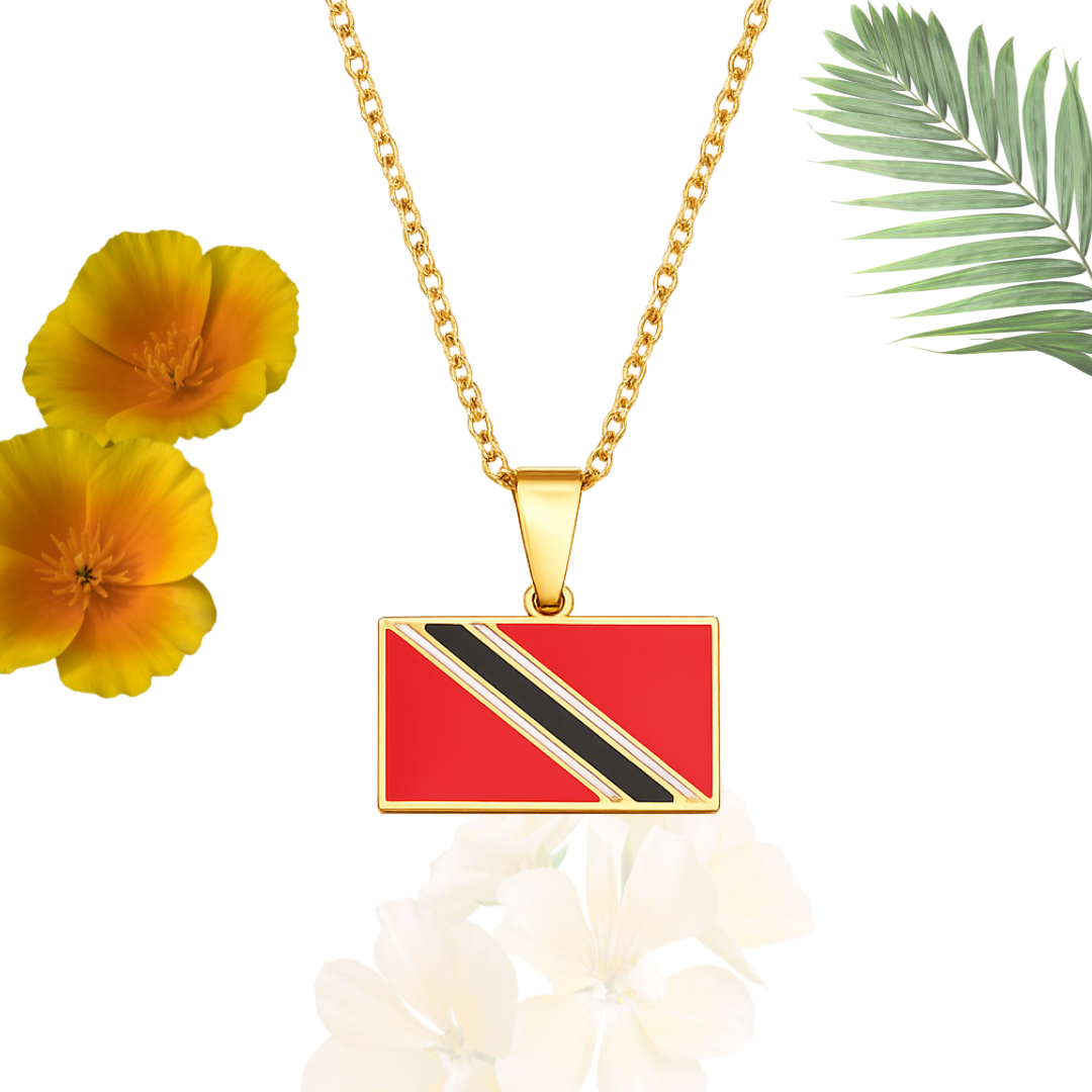 Gold Trinidad Flag Necklace
