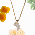 Gold Rhinestone Africa Map Necklace